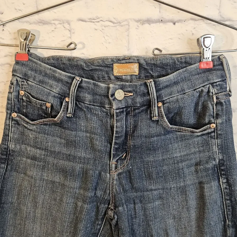 Mother Jeans Womens 24 Blue Looker Ankle Fray Girl Crush Skinny Distressed - Picture 3 of 11